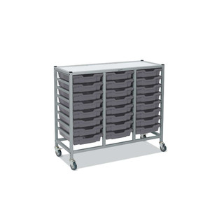 Dynamis Triple Cart Silver Frame with 3" 2 Braked Casters & Optional Feet and 24 , 3 inch deep Silver Trays. Overall Dimensions: 41.5" x 16.6" x 33.5" 221452 Dynamis Triple Cart Silver Frame with 3" 2 Braked Casters & Optional Feet and 24 , 3 inch deep Silver Trays. Overall Dimensions: 41.5" x 16.6" x 33.5" 221452