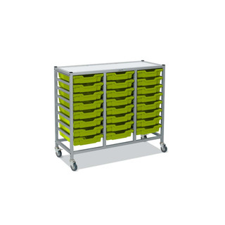 Dynamis Triple Cart Silver Frame with 3" 2 Braked Casters & Optional Feet and 24 , 3 inch deep Jolly Lime Trays. Overall Dimensions: 41.5" x 16.6" x 33.5" 221454 Dynamis Triple Cart Silver Frame with 3" 2 Braked Casters & Optional Feet and 24 , 3 inch deep Jolly Lime Trays. Overall Dimensions: 41.5" x 16.6" x 33.5" 221454