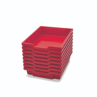 Gratnells Shallow F1 Tray, Flame Red, 12.3"x16.8"x3", Heavy Duty School, Industrial & Utility Bins, Pack of 8 (F0109P8)