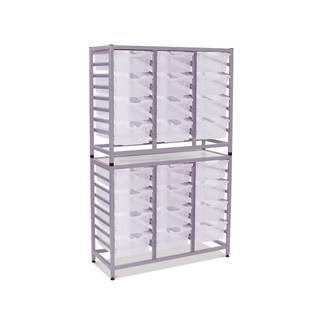 Dynamis Combo Cart Silver Frame with feet 24- 6 inch deep Translucent Trays. Overall Dimensions: 41.5" x 16.6" x 67.2" 221758