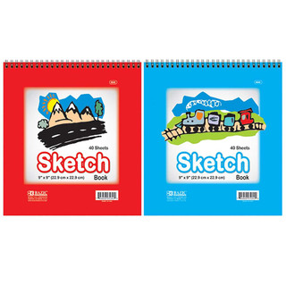 40 Ct. 9" x 9" Top Bound Spiral Sketch Pad 48 Packs 222398