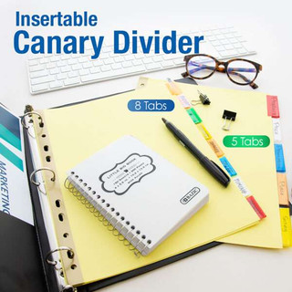 Canary Paper Dividers w/ 5-Insertable Color Tabs 24 Packs 222440