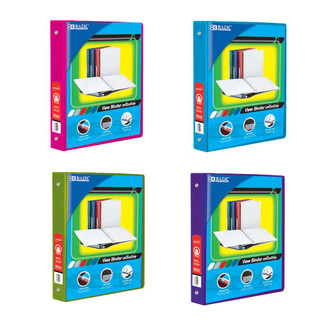 1" Asst. Neon Color 3-Ring View Binder w/ 2-Pockets 24 Packs 222478