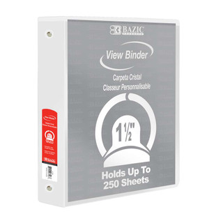 1.5" White 3-Ring View Binder w/ 2-Pockets 12 Packs 222488