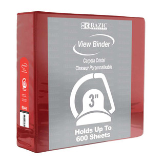 3" Burgundy Slant-D Ring View Binder w/ 2-Pockets 12 Packs 222570