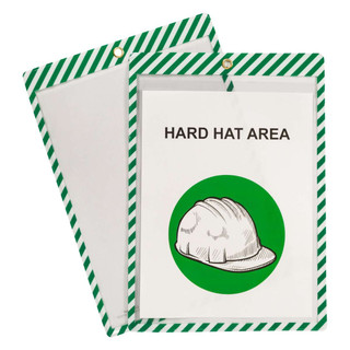 Safety Striped Shop Ticket Holders, Green/White Stripes 222104