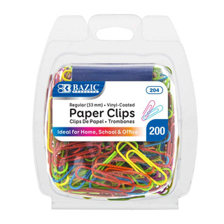 No.1 Regular (33mm) Color Paper Clips (200/Pack) 24 Packs 222670