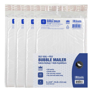 6" x 9.25" (#0) Poly Bubble Mailer (4/Pack) 24 Pack 222884