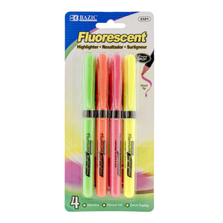 Pen Style Fluorescent Highlighter w/ Cushion Grip (4/Pack) 24 Pack 223120