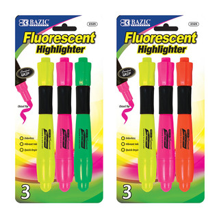 Desk Style Fluorescent Highlighter w/ Cushion Grip (3/Pack) 24 Pack