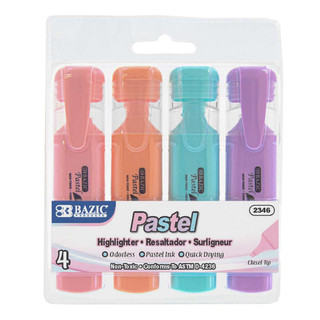 Pastel Highlighter w/ Pocket Clip (4/Pack) 24 Pack 223144