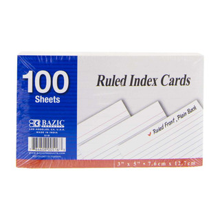 100 Ct. 3" X 5" Ruled White Index Card 223156