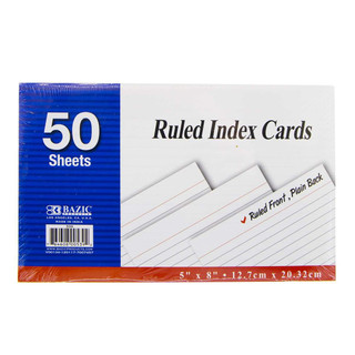 50 Ct. 5" x 8" Ruled White Index Card 36 Pack 223168