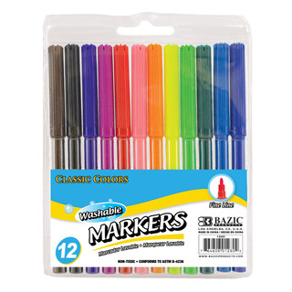 12 Classic Colors Fine Line Washable Markers 24 Pack
