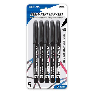 Black Fine Tip Permanent Markers w/ Pocket Clip (5/Pack) 24 Pack 223378 Black Fine Tip Permanent Markers w/ Pocket Clip (5/Pack) 24 Pack 223378