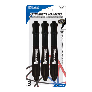 Black Chisel Tip Jumbo Permanent Markers w/ Grip (3/Pack) 24 Pack