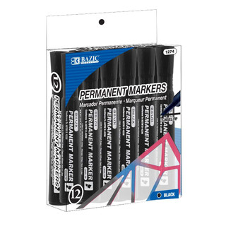 Black Colors Chisel Tip Desk Style Permanent Markers (12/Box) 12 Pack 223406