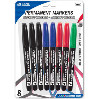 Assorted Colors Fine Tip Permanent Markers w/ Pocket Clip (8/Pack) 24 Pack 223410