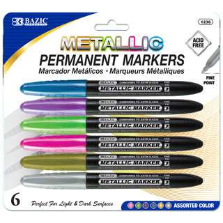 6 Metallic Colors Markers 12 Packs
