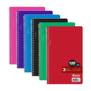C/R 120 Ct. 9.5" X 5.75" 3-Subject Spiral Notebook 24 Pack 223498