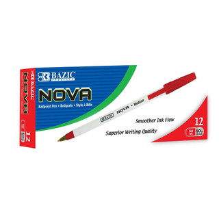 Nova Red Color Stick Pen (12/Box) 12 Packs 223882