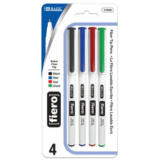 Fiero Assorted Color Fiber Tip Fineliner Pen (4/Pack) 24 Pack 223902