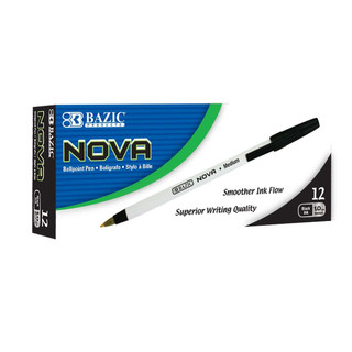 Nova Black Color Stick Pen (12/Box) 12 Packs 223878