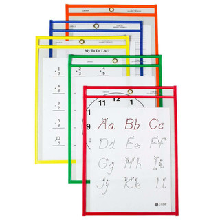 Reusable dry erase pocket-Assorted primary colors-9 x 12 size-Box of 25 198155 Reusable dry erase pocket-Assorted primary colors-9 x 12 size-Box of 25 198155