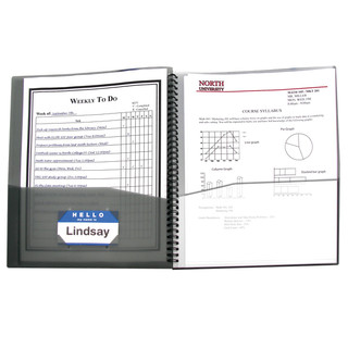 Eight Pocket Poly Portfolio-Clear-View Cover-Spiral Bound-Smoke Color-Pack of 12