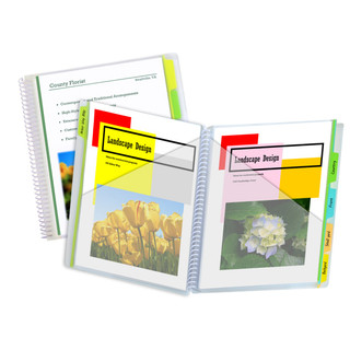 Ten Pocket Poly Portfolio-5 Write-On Tabs-Clear-View Cover-Spiral Bound-Pack of 12