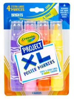 Crayola Project 4 ct. XL Markers, Bright Colors 210002