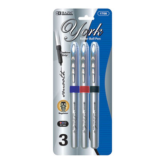 York Asst. Color Rollerball Pen w/ Grip (3/Pack)24 Pack - 223998 223998