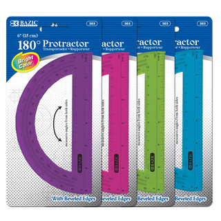 Assorted Color Semicircular 6" Protractor 24 Packs - 224124 224124 Assorted Color Semicircular 6" Protractor 24 Packs - 224124 224124