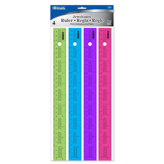 12" (30cm) Ruler w/ Multiplication Prints (4/Pack) 24 Packs - 224132 224132