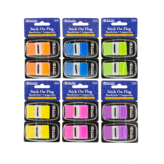 30 Ct. 1" x 1.7" Neon Color Standard Flags w/ Dispenser (2/Pack) 24 Packs - 224364 224364