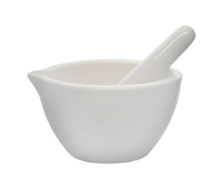 Porcelain Mortar & Pestle Set, 9oz - Heavy Duty Pattern - Unglazed Grinding Surface - 224856 224856