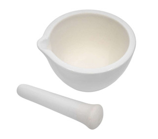 Porcelain Mortar & Pestle Set, 18oz - Heavy Duty Pattern - Unglazed Grinding Surface - 224946 224946