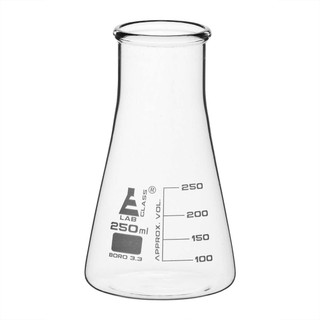 Erlenmeyer Flask, 250ml - Borosilicate Glass - Wide Neck, Conical Shape - White Graduations - 224804 224804