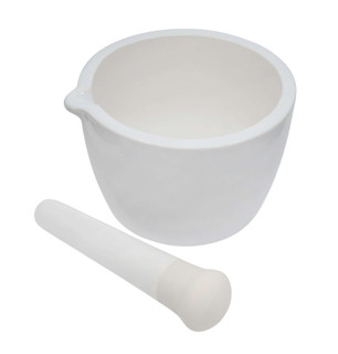 Porcelain Mortar & Pestle Set, 13.5oz - Heavy Duty Pattern - Unglazed Grinding Surface 225078