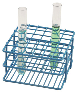 Blue Epoxy Coated Steel Wire Test Tube Rack, 36 Holes, Outer Diameter permitted of tubes 15-16 mm or less, 6 X 6 Format Rack measures 4.5" x 4.25" x 2.5" Holds 36 test tubes.