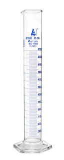 Graduated Cylinder, 250ml - Class A - Blue Graduations, Hexagonal Base 225366