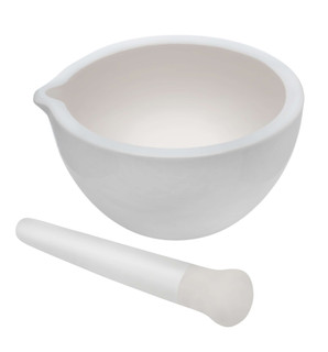 Porcelain Mortar & Pestle Set, 67oz - Heavy Duty Pattern - Unglazed Grinding Surface 225388