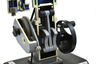 4 Stroke Gasoline Hand Crank Engine Model with Actuating Movable Parts to Demonstrate Engine Basics - 13.75" Tall - Eisco Labs 225794