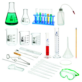 Laboratory Starter Kit - 32 Pieces - Glassware & Plasticware - Select Equipment for Basic Measurement, Scientific Method & Intro Chemistry - Eisco Labs 225620