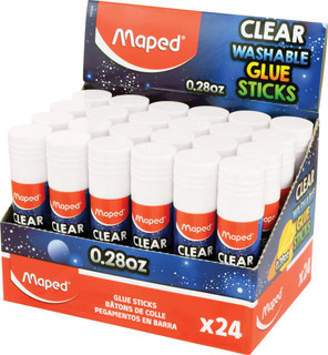 Essentials Clear Washable Glue Stick Display x24 - 0.28oz, 36 displays with 24 in each 232885