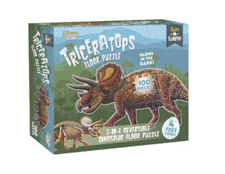 Triceratops Dinosaur Jigsaw Puzzle | 100-Piece Double Sided Floor Puzzle with Glow-in-The-Dark Skeleton On Other Side 247750 Triceratops Dinosaur Jigsaw Puzzle | 100-Piece Double Sided Floor Puzzle with Glow-in-The-Dark Skeleton On Other Side 247750