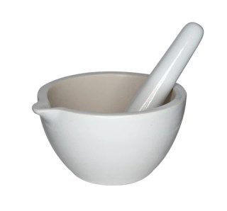 Porcelain Mortar and Pestle, 160mm Opening and 500ml Capacity.