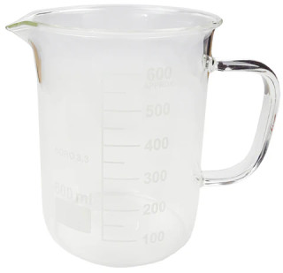 Beaker Mug 600ml with Handle and Pour Spout Borosilicate Glass