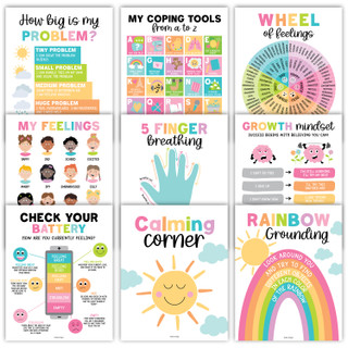 Colorful Calming Corner and Feelings Chart Posters, Set of 9_main