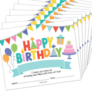 Colorful Happy Birthday Certificates For Students, Set of 25_main